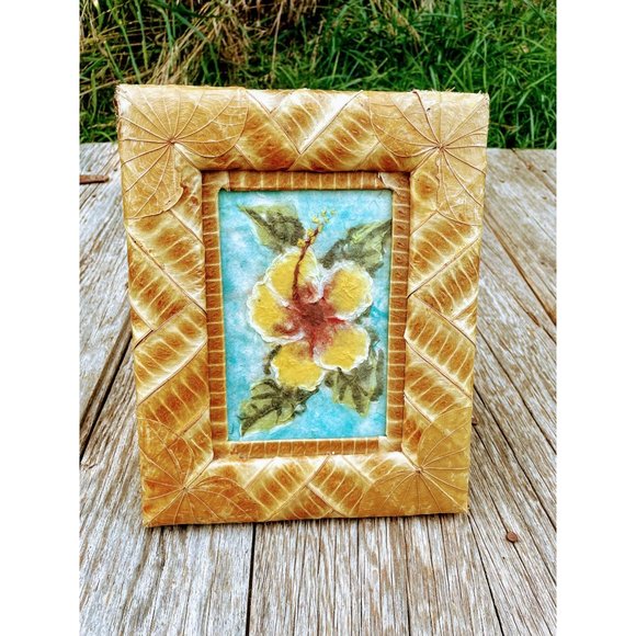 Vintage Paper Pulp Art Flower Painting With real L - Picture 2 of 12